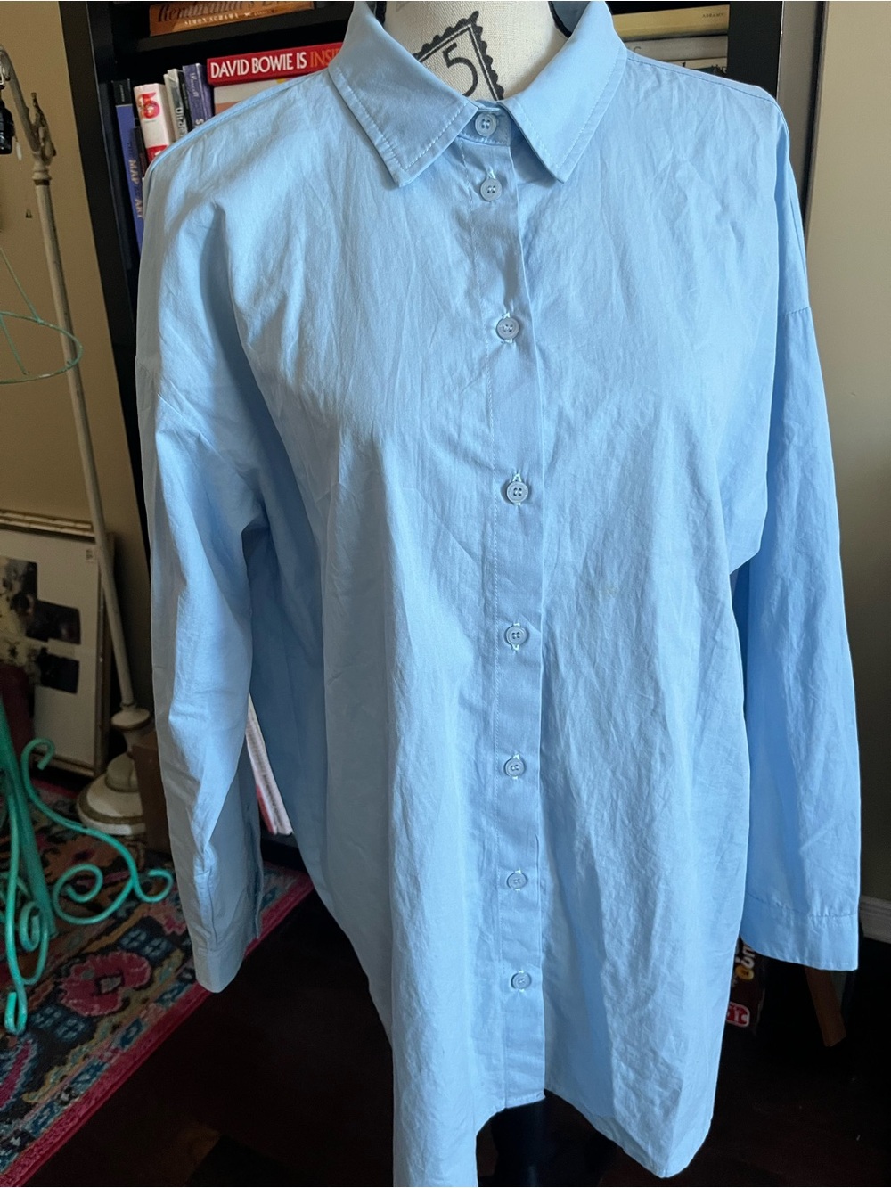 Light Blue Ichi Button Shirt with Bow on Back